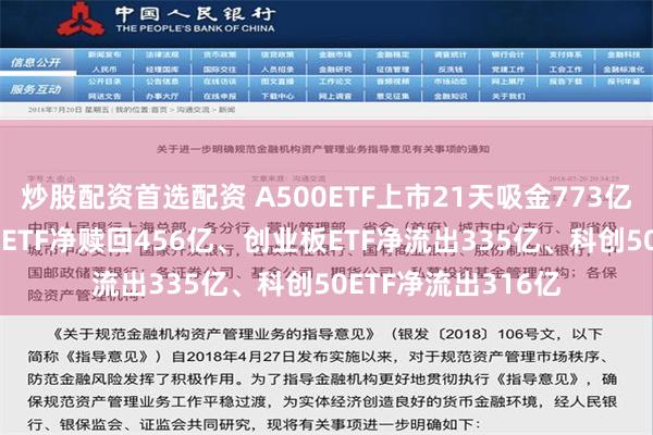 炒股配资首选配资 A500ETF上市21天吸金773亿元！同期沪深300ETF净赎回456亿、创业板ETF净流出335亿、科创50ETF净流出316亿